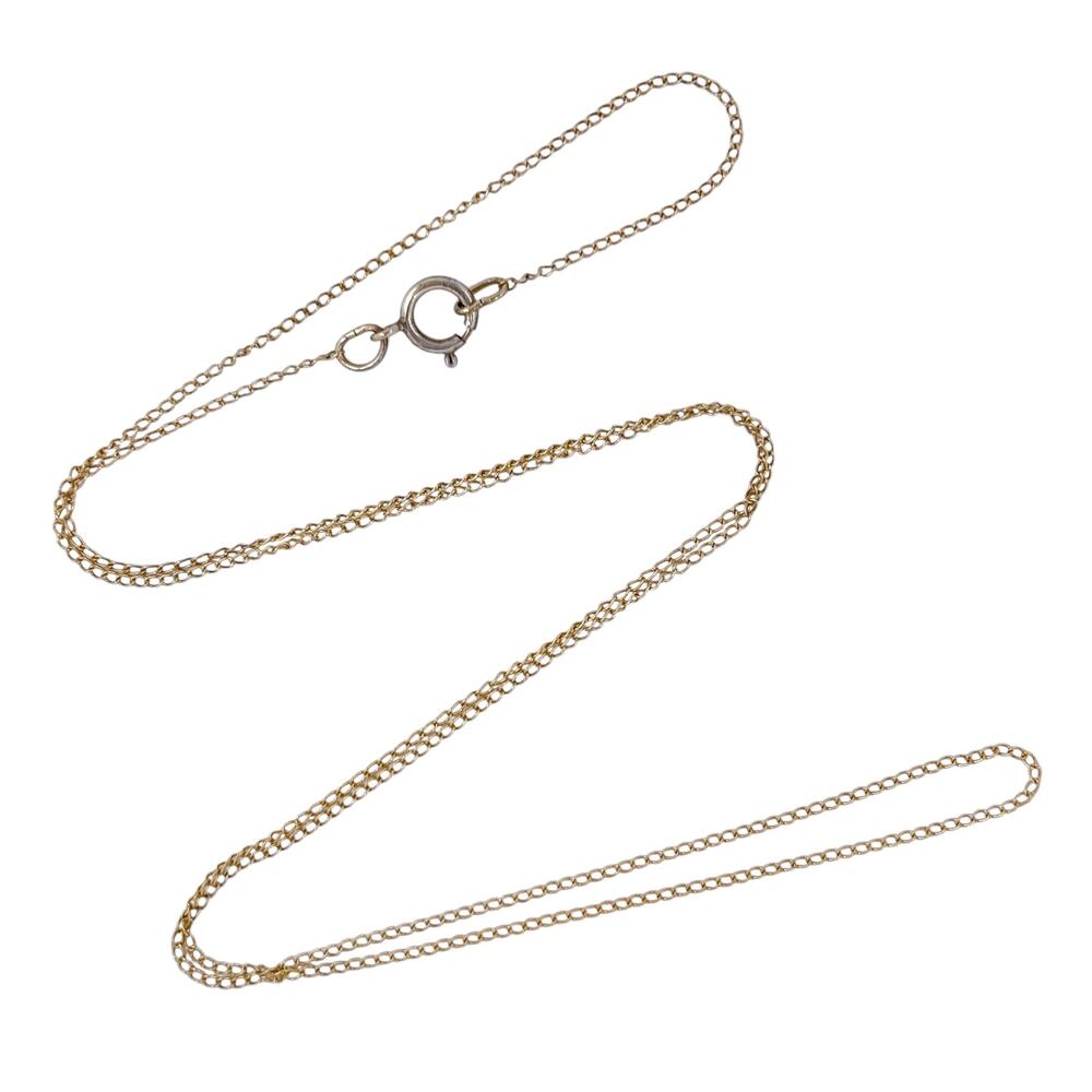 Vintage Gold-Tone Sterling Silver 925 0.9mm Curb Link Chain Necklace 18.5"
